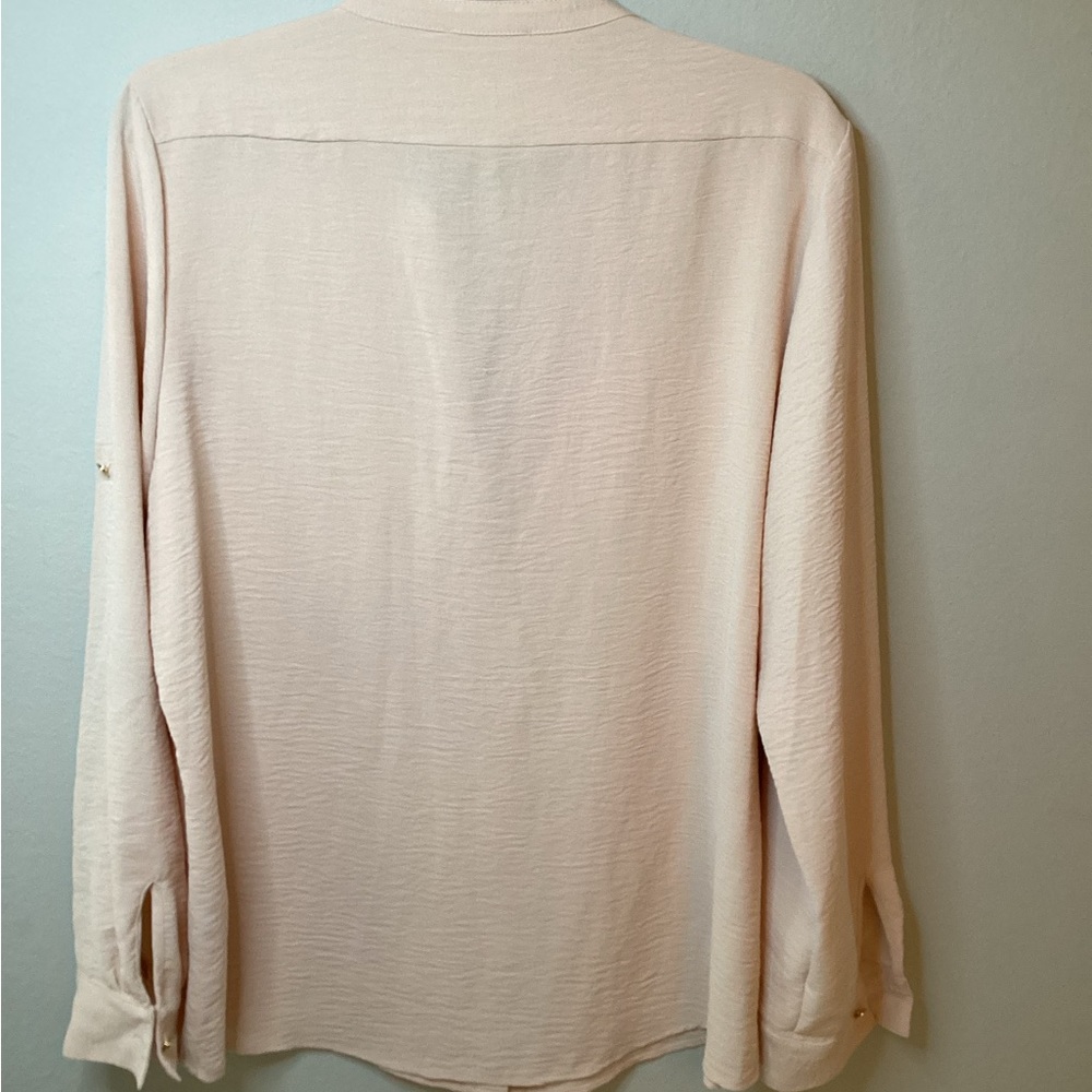 Calvin Klein Textured Roll Tab Button Down Peach … - image 3